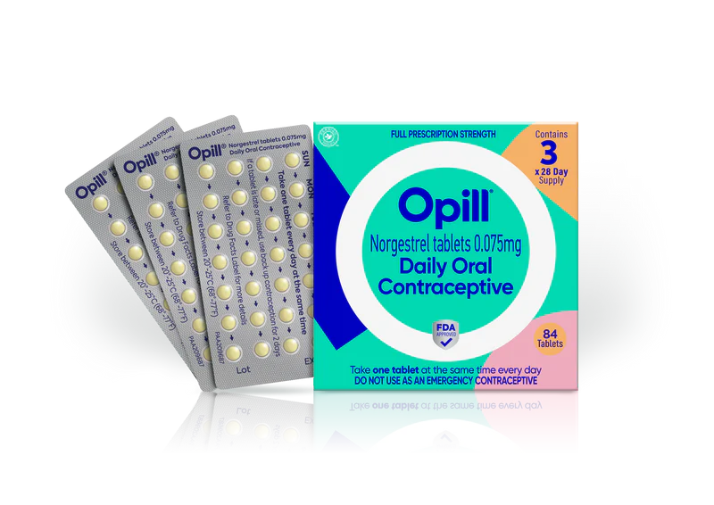 Opill Daily Oral Contraceptive, full prescription strength, 28 day supply, 3 month pack