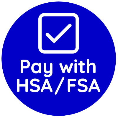 Checkmark icon with the words Pay with HSA - FSA