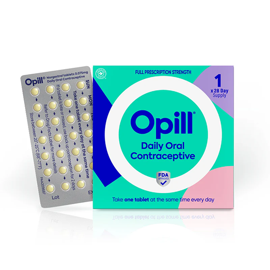 Opill® Daily Oral Contraceptive, full prescription strength, 28 day supply, 1 month pack 