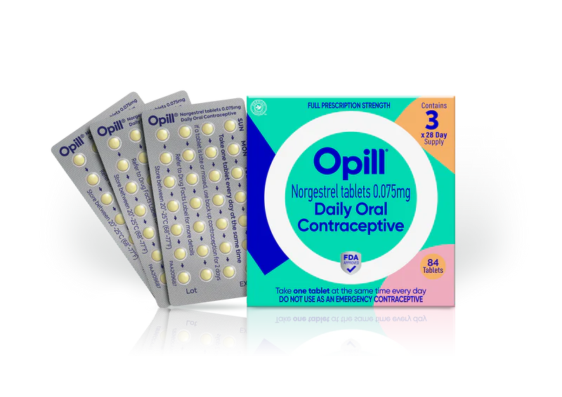 Opill® Daily Oral Contraceptive, full prescription strength, 84 day  supply, 3 month pack